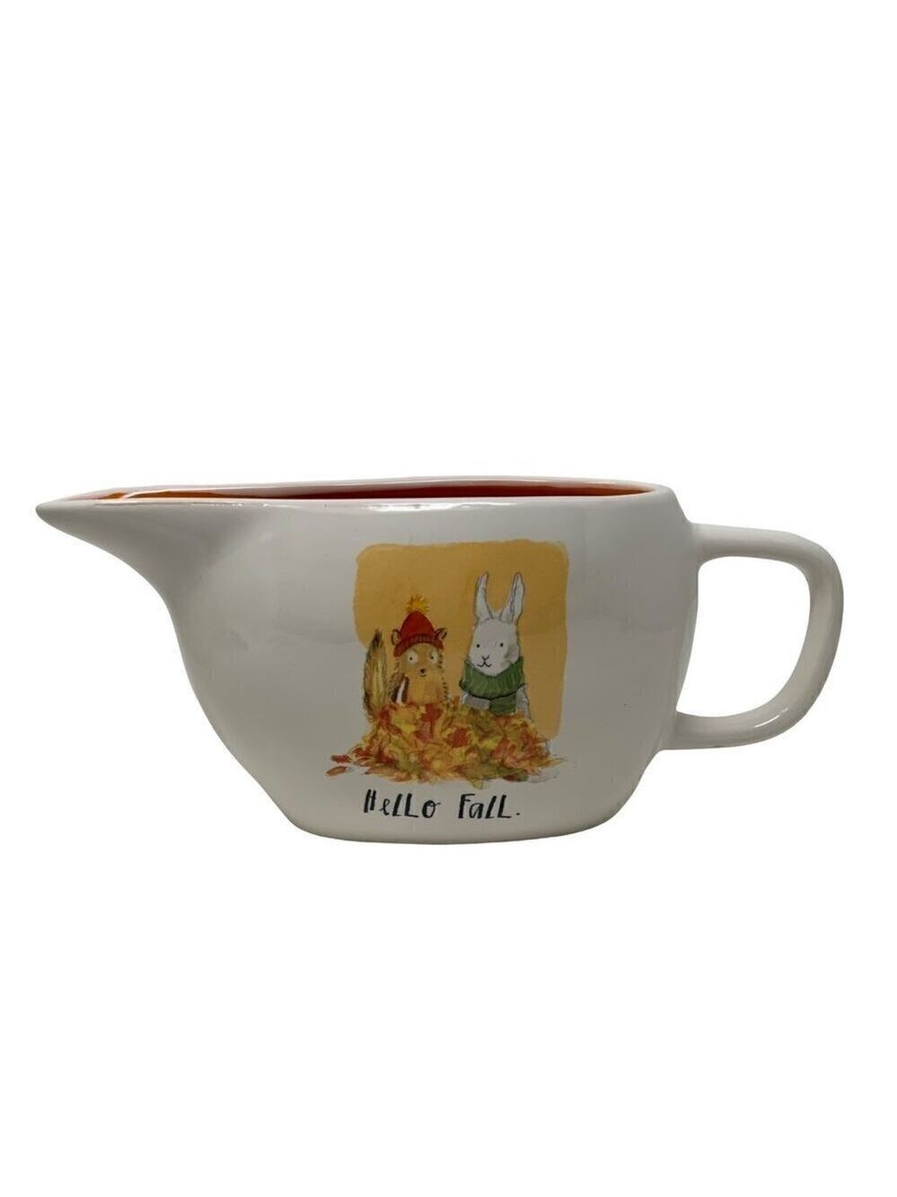 Rae Dunn HELLO FALL Gravy Boat Ceramic 2019 Kitchen Decor Magenta Autumn Holiday
